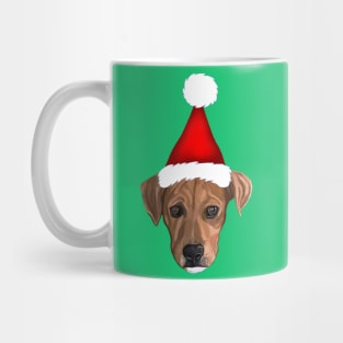 Brown Pitbull Santa Christmas Pup Mug